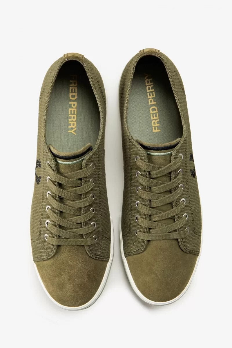 fred perry kingston mens plimsolls uniform green