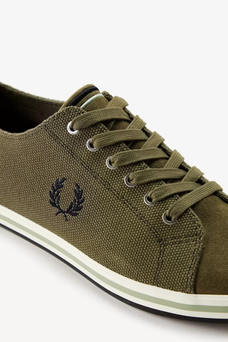fred perry kingston mens plimsolls uniform green
