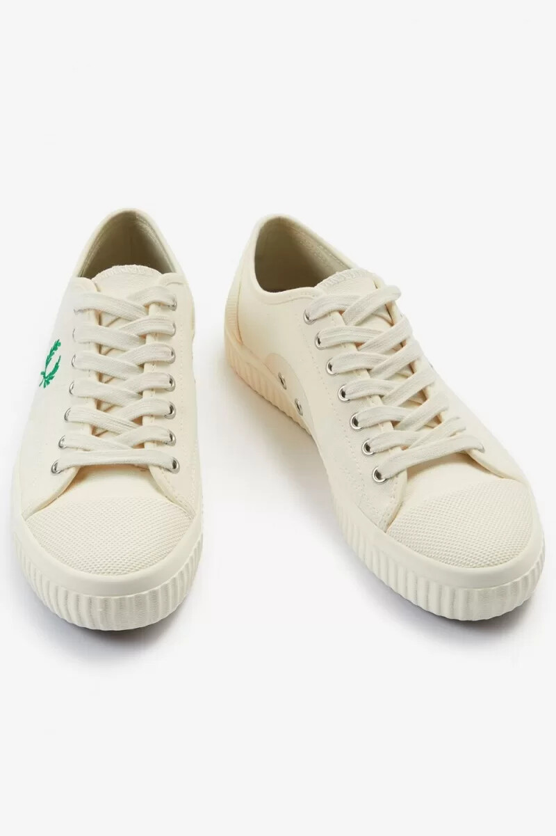 fred perry low hughes mens plimsolls light beige