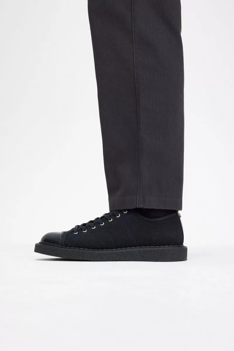 fred perry canvas monkey mens plimsolls black