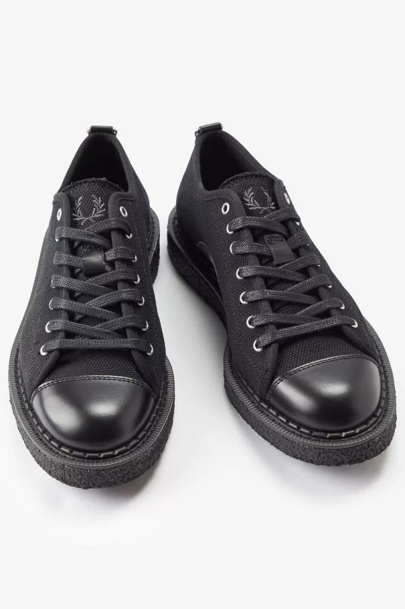 fred perry canvas monkey mens plimsolls black