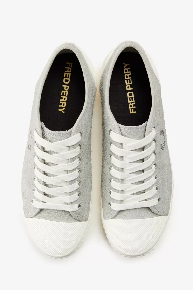 fred perry hughes low mens plimsolls grey
