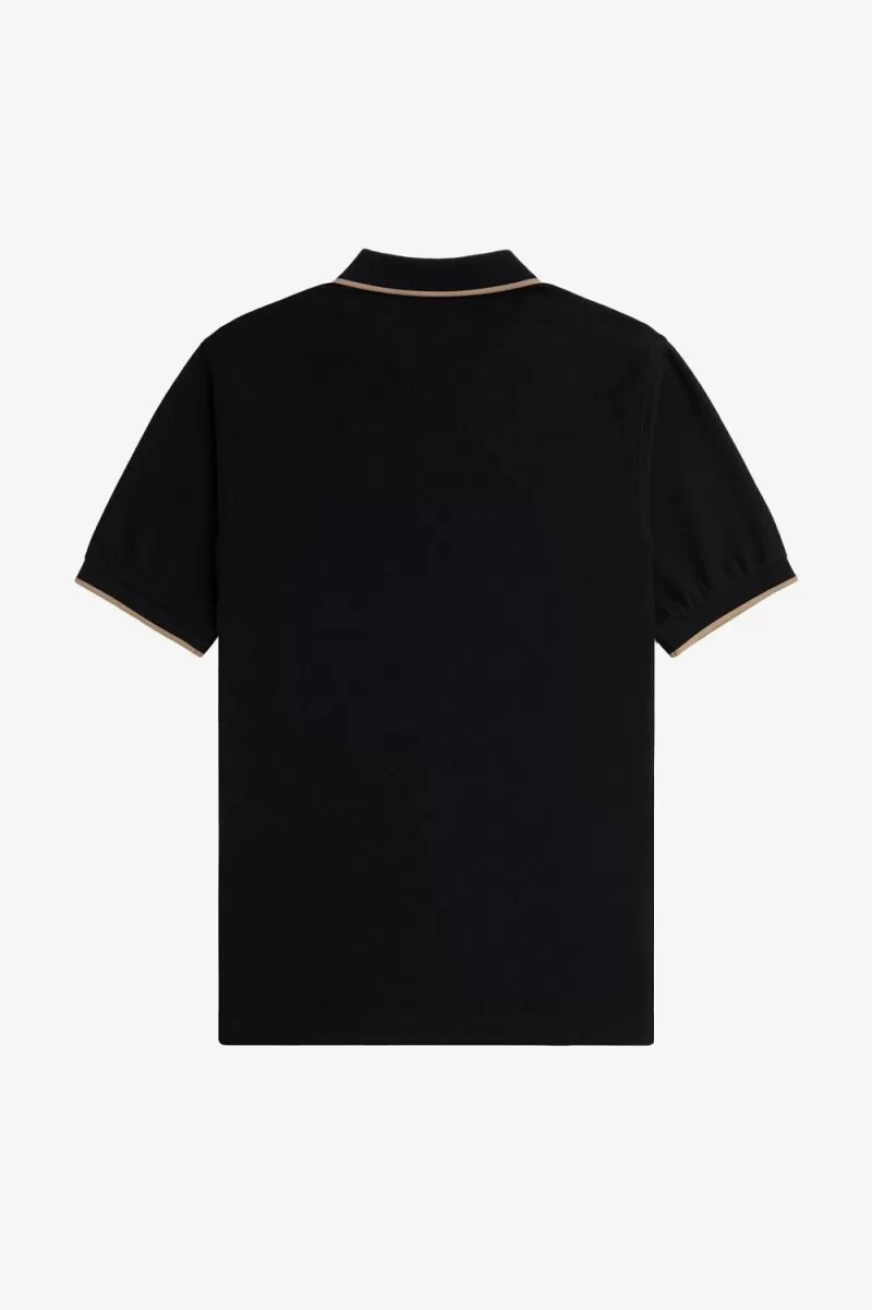 fred perry crepe pique zip neck mens polo shirt black