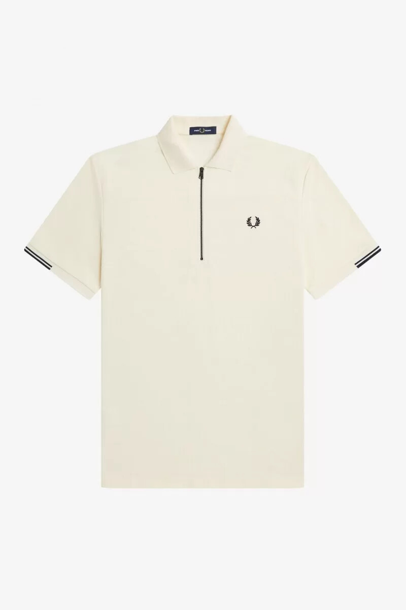 fred perry half zip mens polo shirt beige