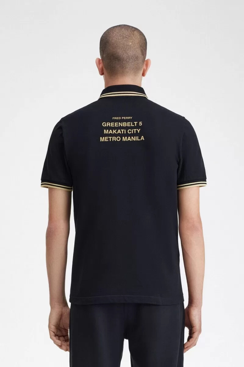fred perry makati m12 mens polo shirt black champagne