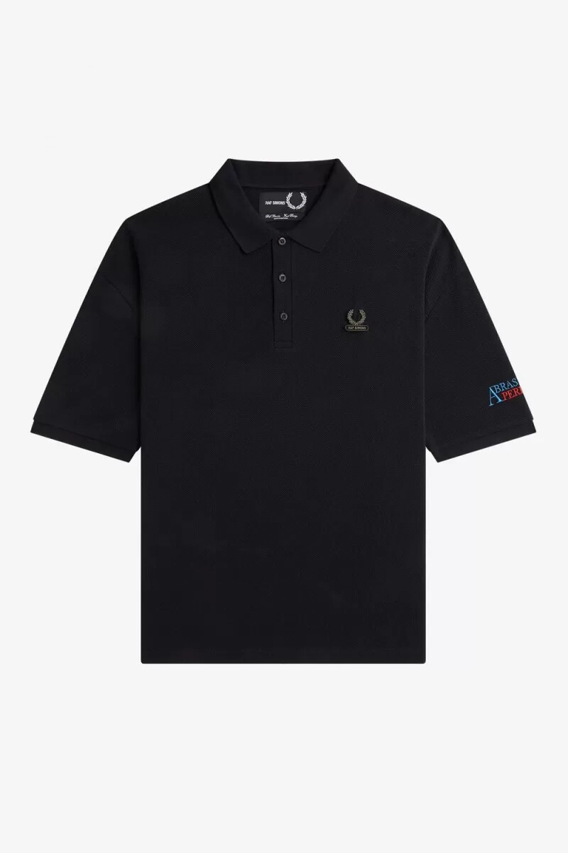 fred perry embroidered mens polo shirt black