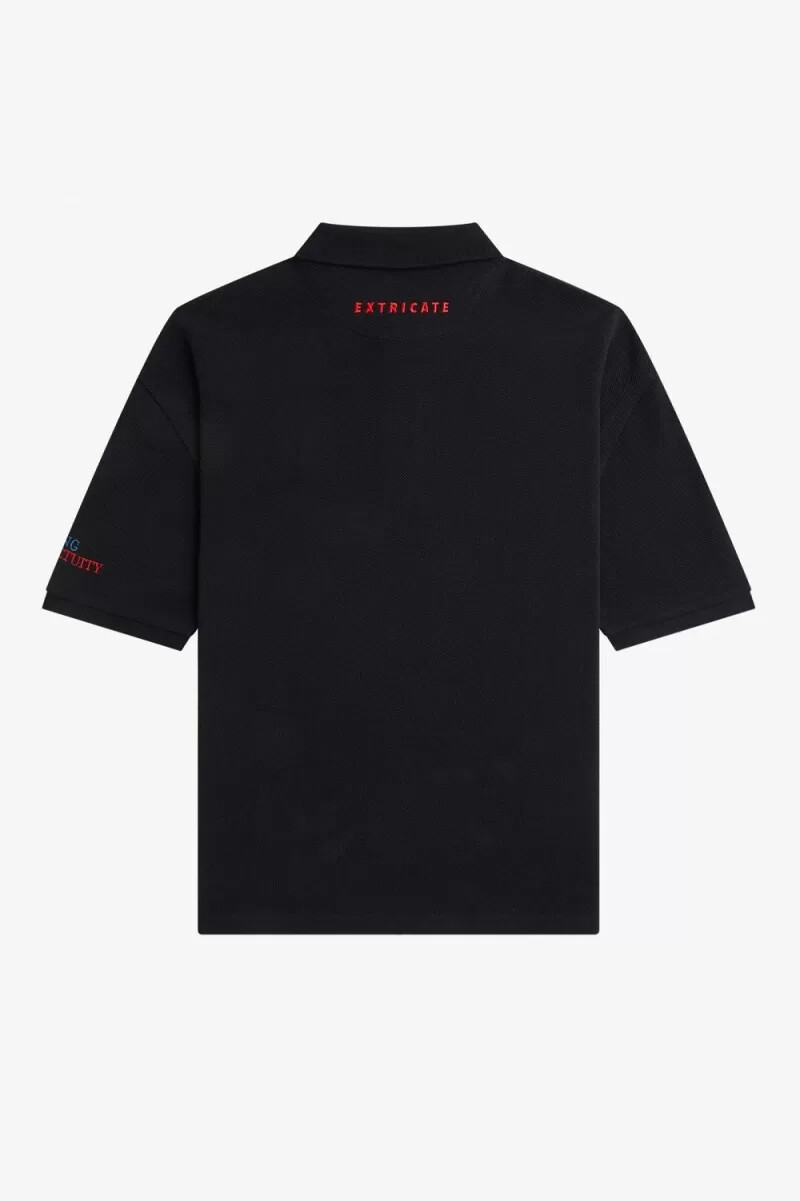 fred perry embroidered mens polo shirt black