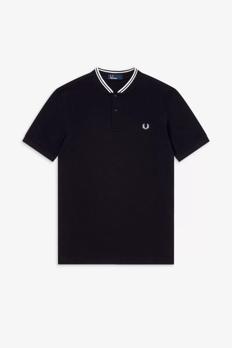 fred perry bomber collar mens polo shirt black