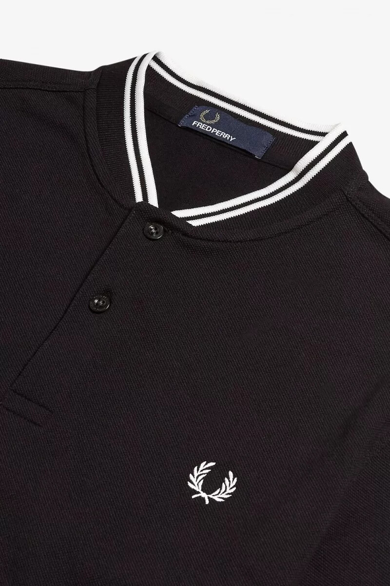 fred perry bomber collar mens polo shirt black