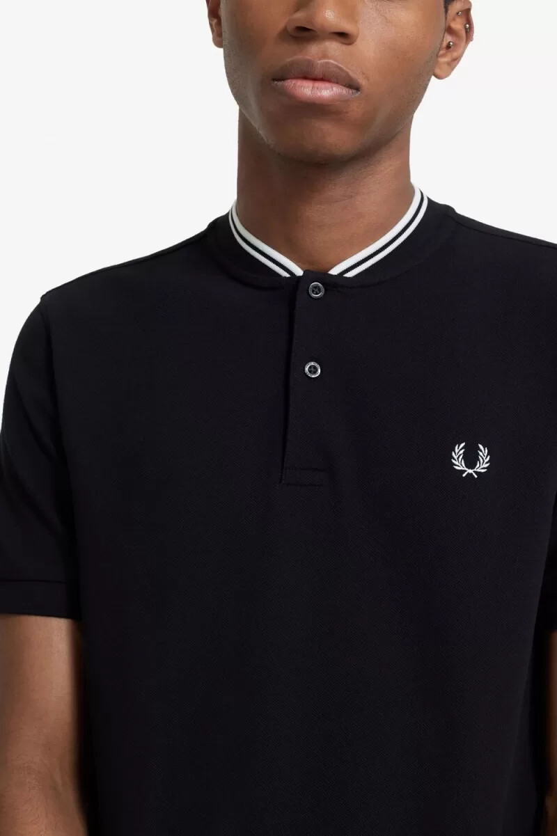 fred perry bomber collar mens polo shirt black