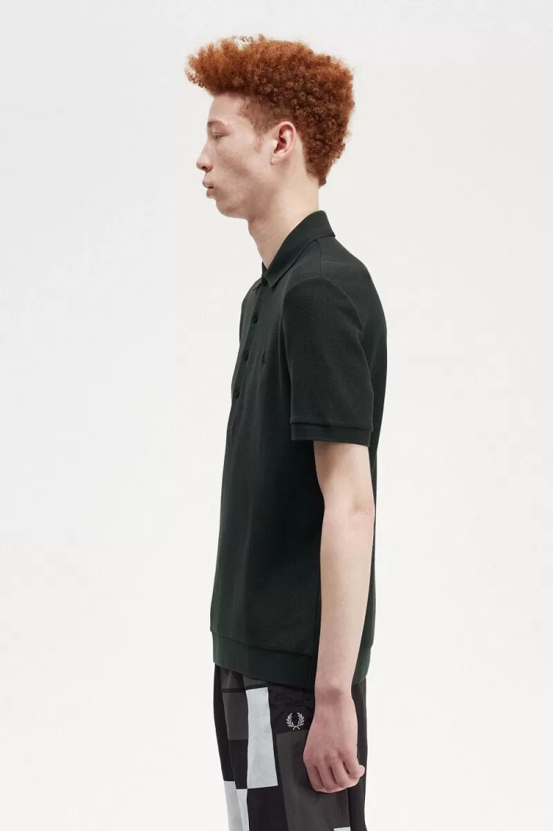 fred perry honeycomb cotton mens polo shirt night green