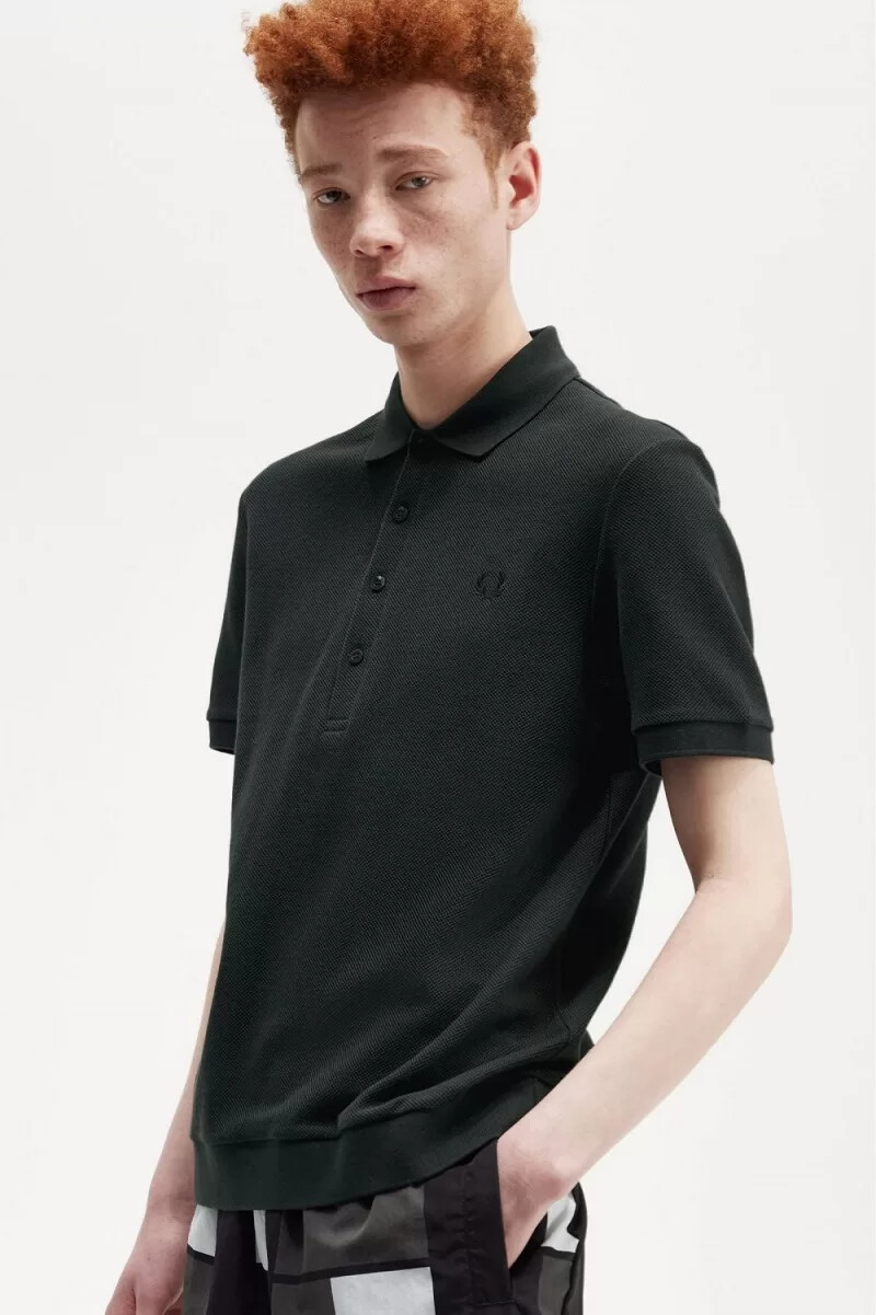 fred perry honeycomb cotton mens polo shirt night green