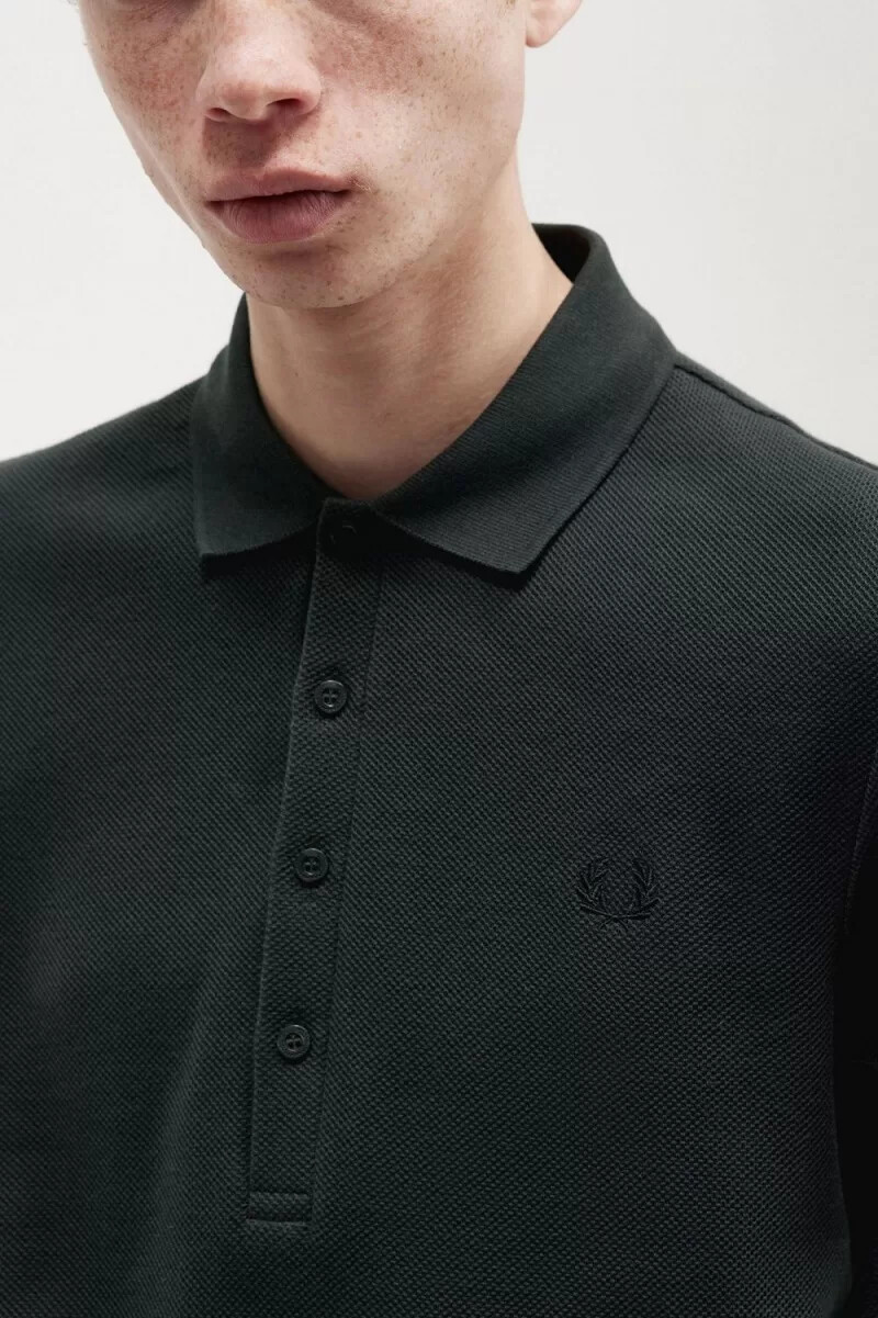 fred perry honeycomb cotton mens polo shirt night green