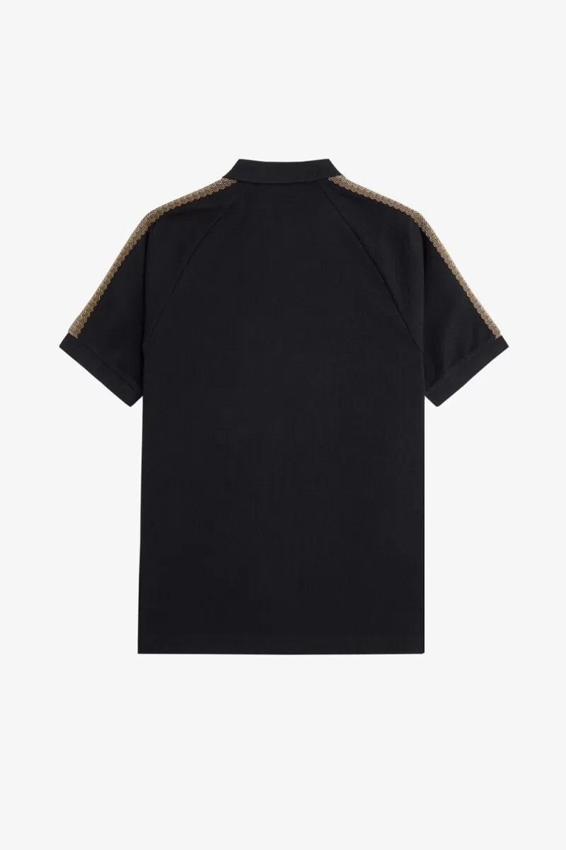 fred perry honeycomb taped mens polo shirt black