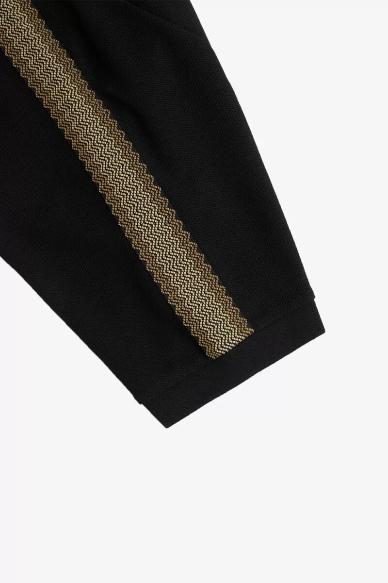 fred perry honeycomb taped mens polo shirt black