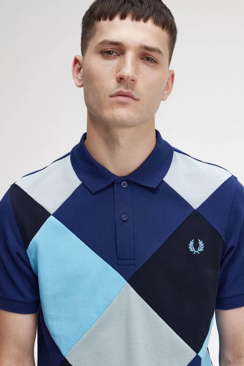 fred perry harlequin mens polo shirt french navy