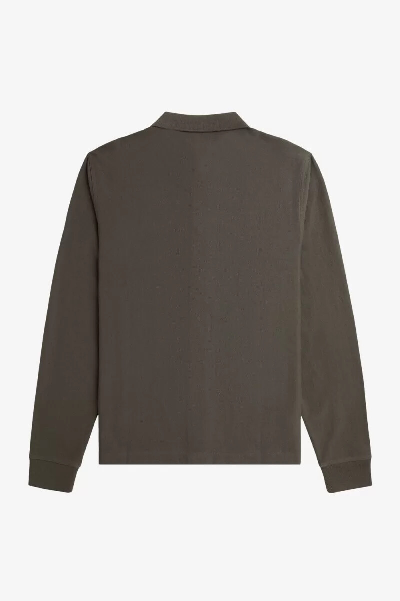 fred perry gradient stripe long sleeve mens polo shirt field green