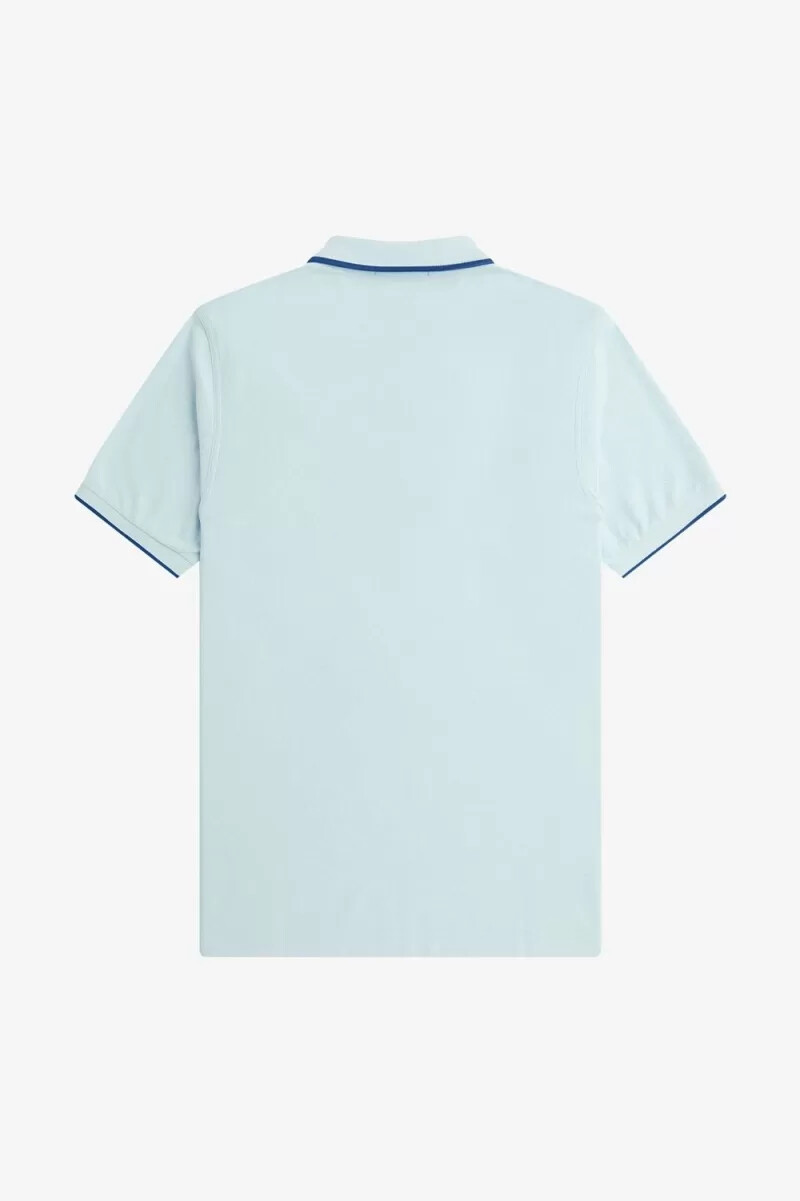 fred perry crepe pique zip neck mens polo shirt light aqua