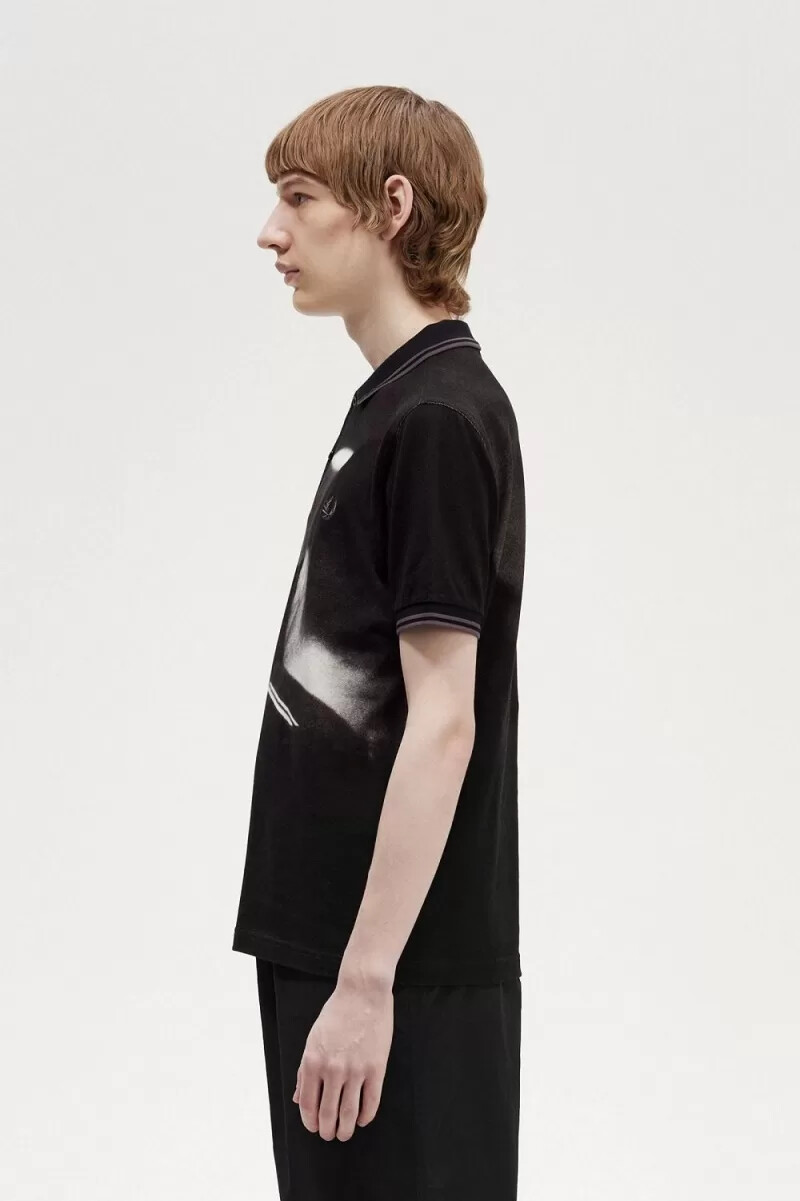 fred perry rave graphic mens polo shirt black
