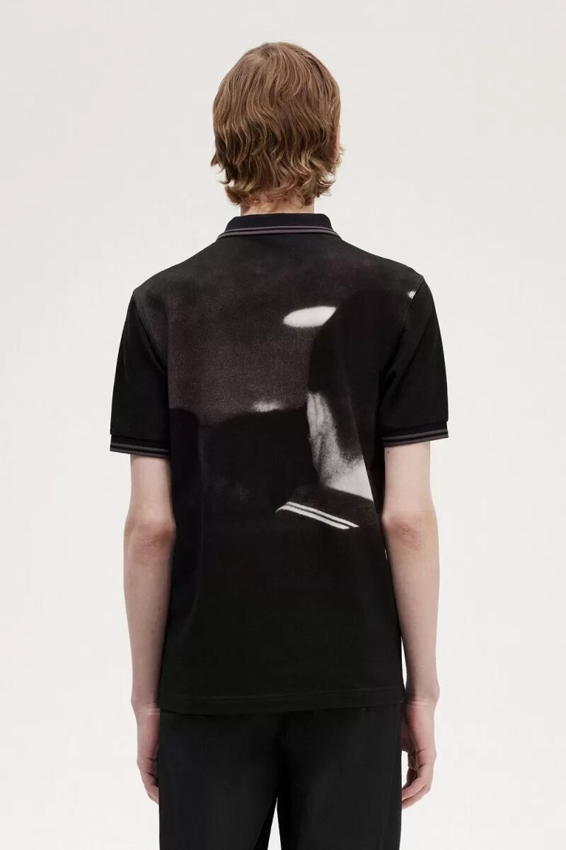 fred perry rave graphic mens polo shirt black
