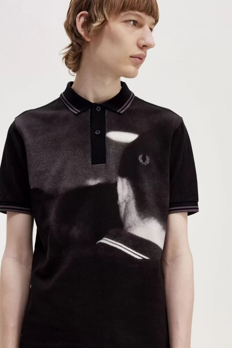 fred perry rave graphic mens polo shirt black