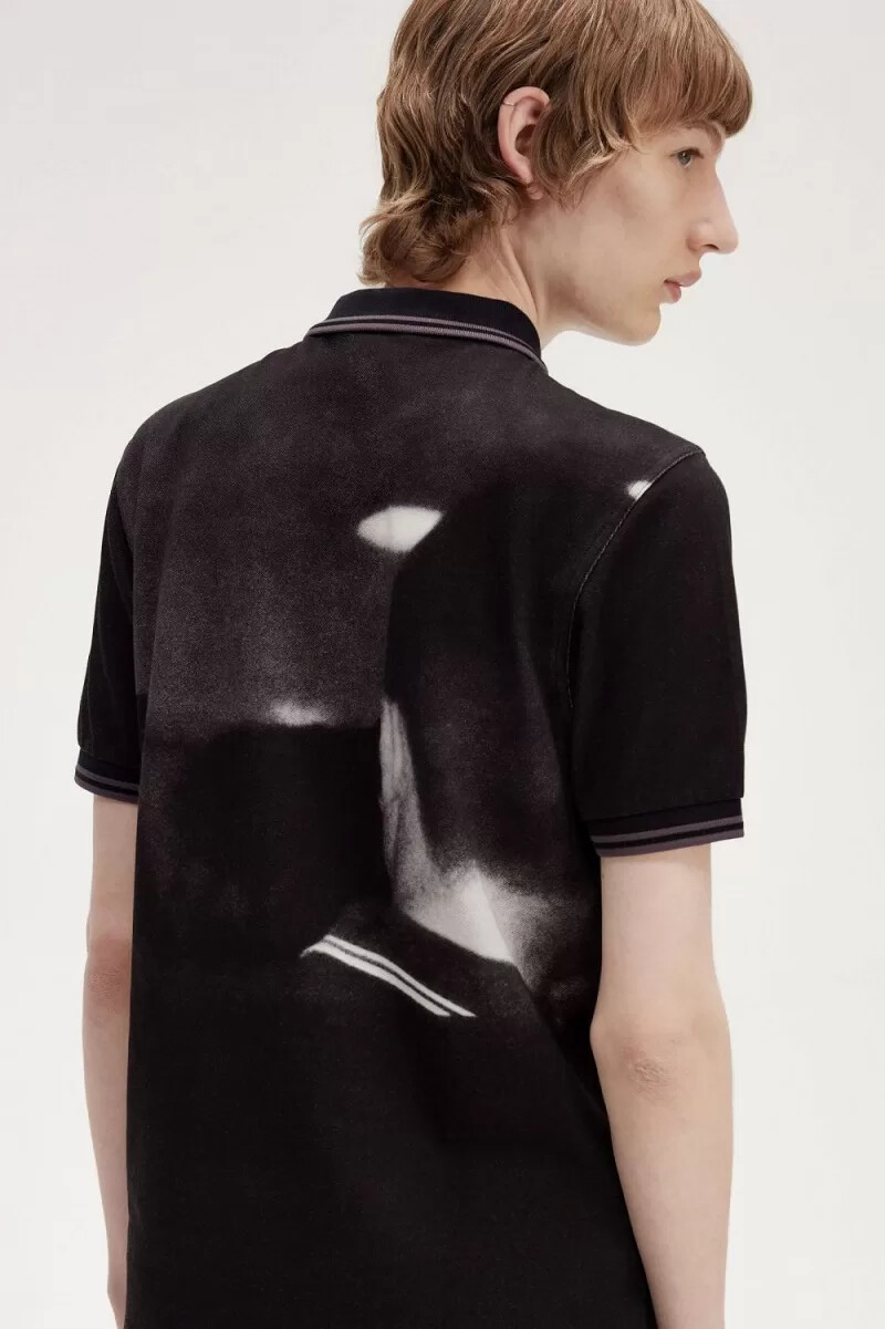 fred perry rave graphic mens polo shirt black