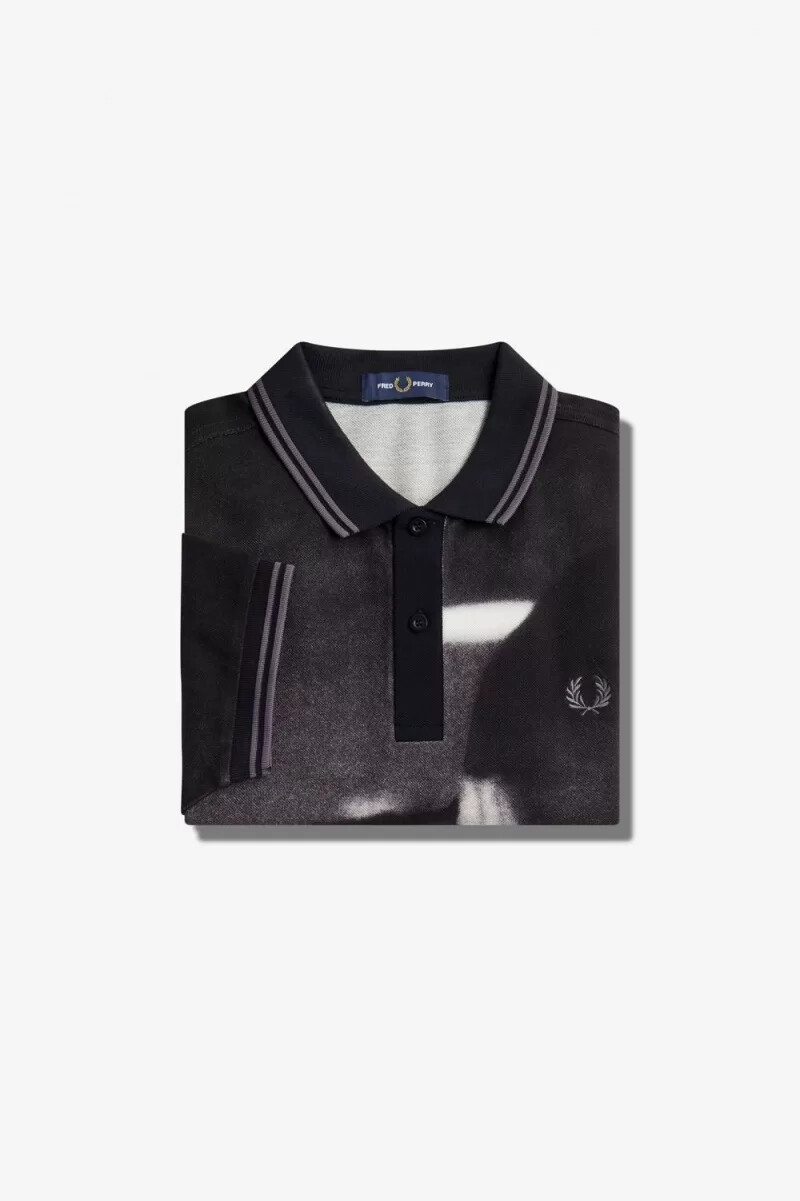 fred perry rave graphic mens polo shirt black