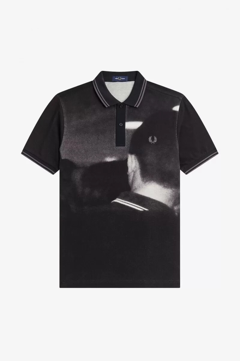 fred perry rave graphic mens polo shirt black