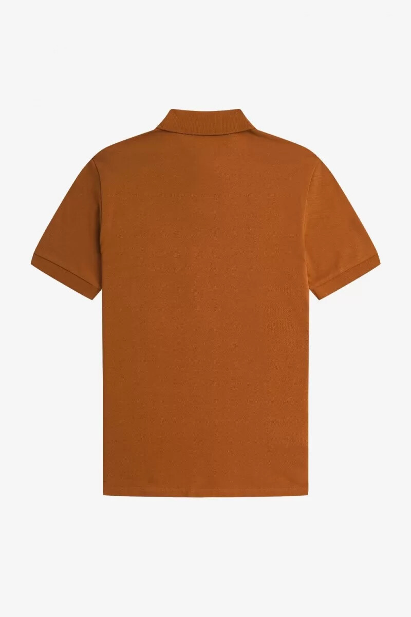fred perry one button mens polo shirt dark coffee