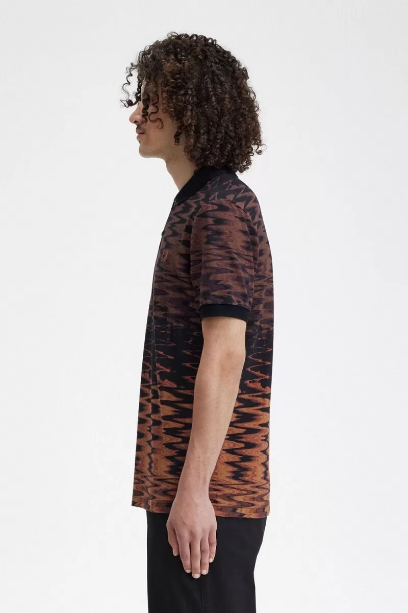 fred perry wave graphic mens polo shirt black