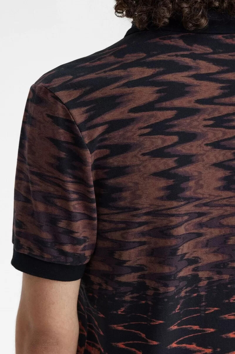 fred perry wave graphic mens polo shirt black