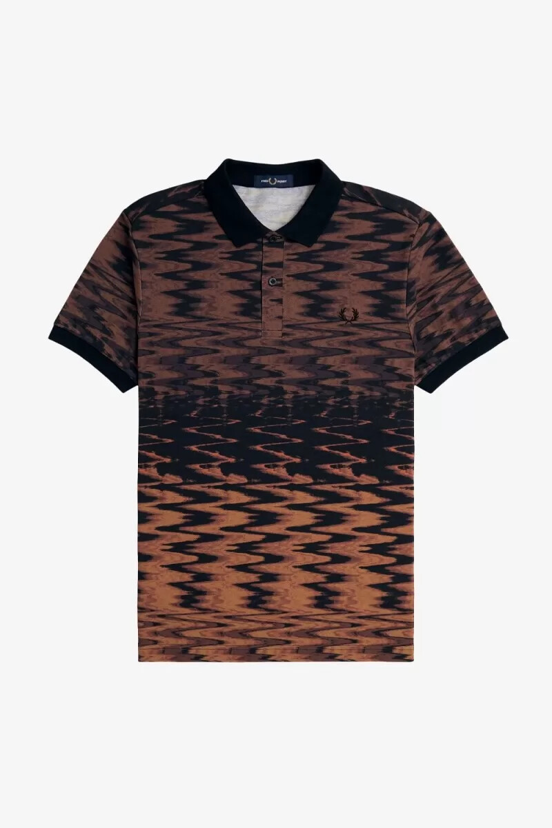 fred perry wave graphic mens polo shirt black