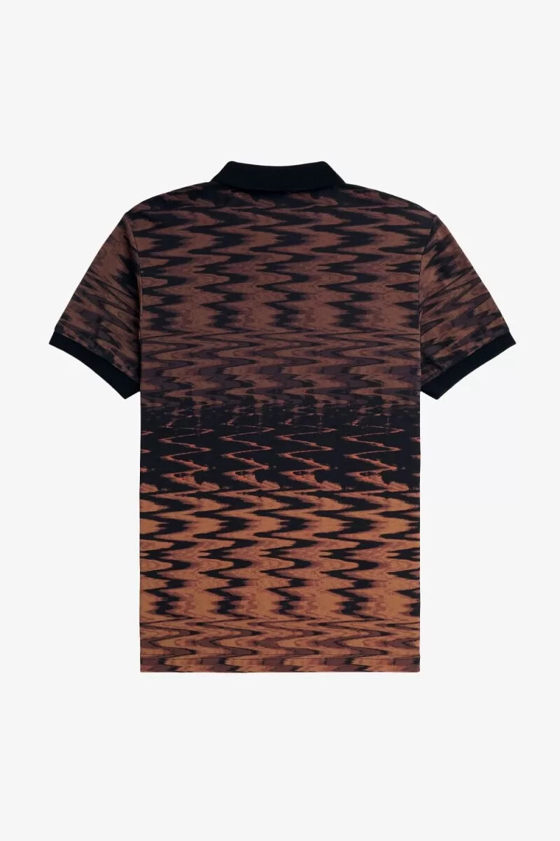 fred perry wave graphic mens polo shirt black