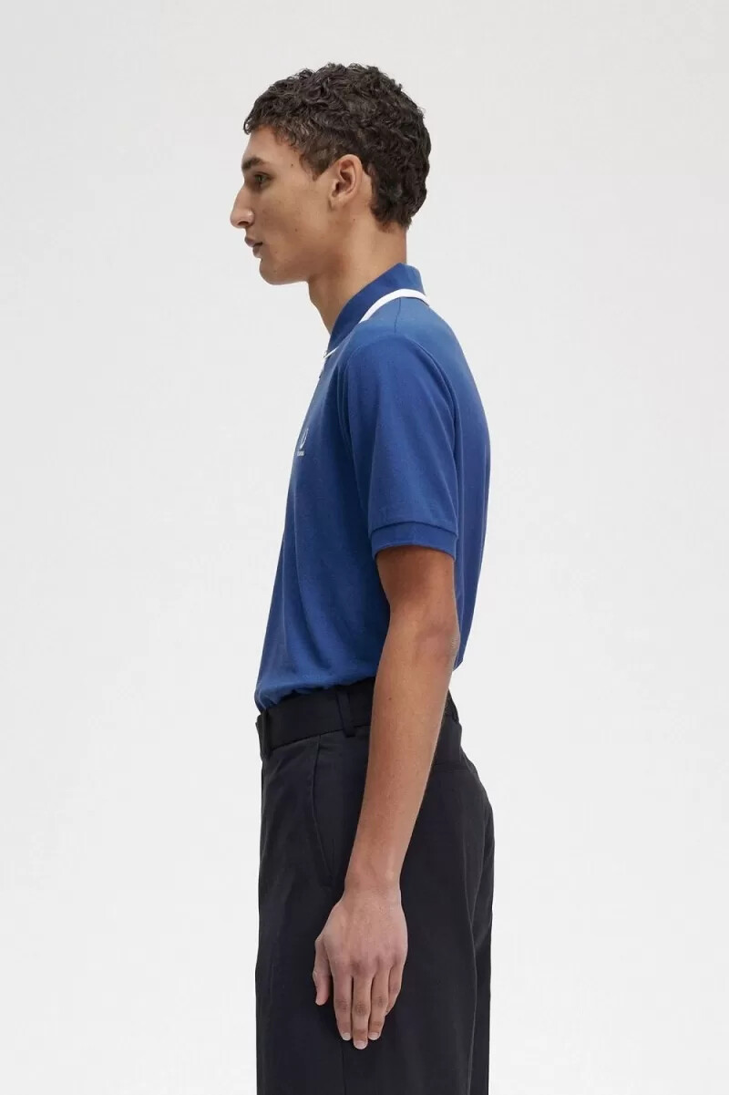 fred perry half zip mens polo shirt royal blue