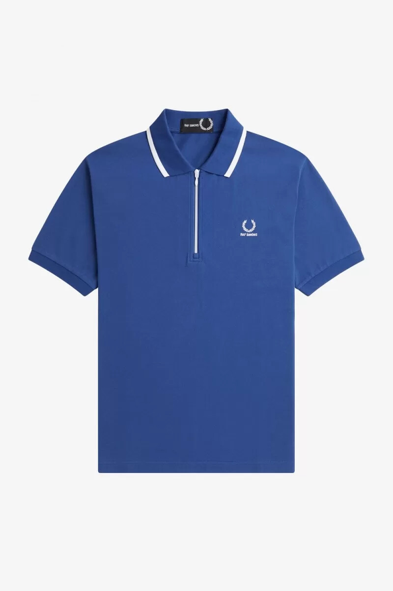 fred perry half zip mens polo shirt royal blue