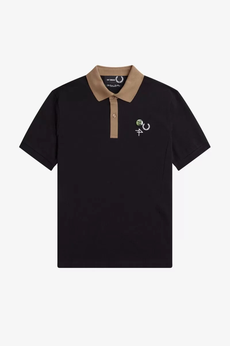 fred perry contrast collar mens polo shirt black