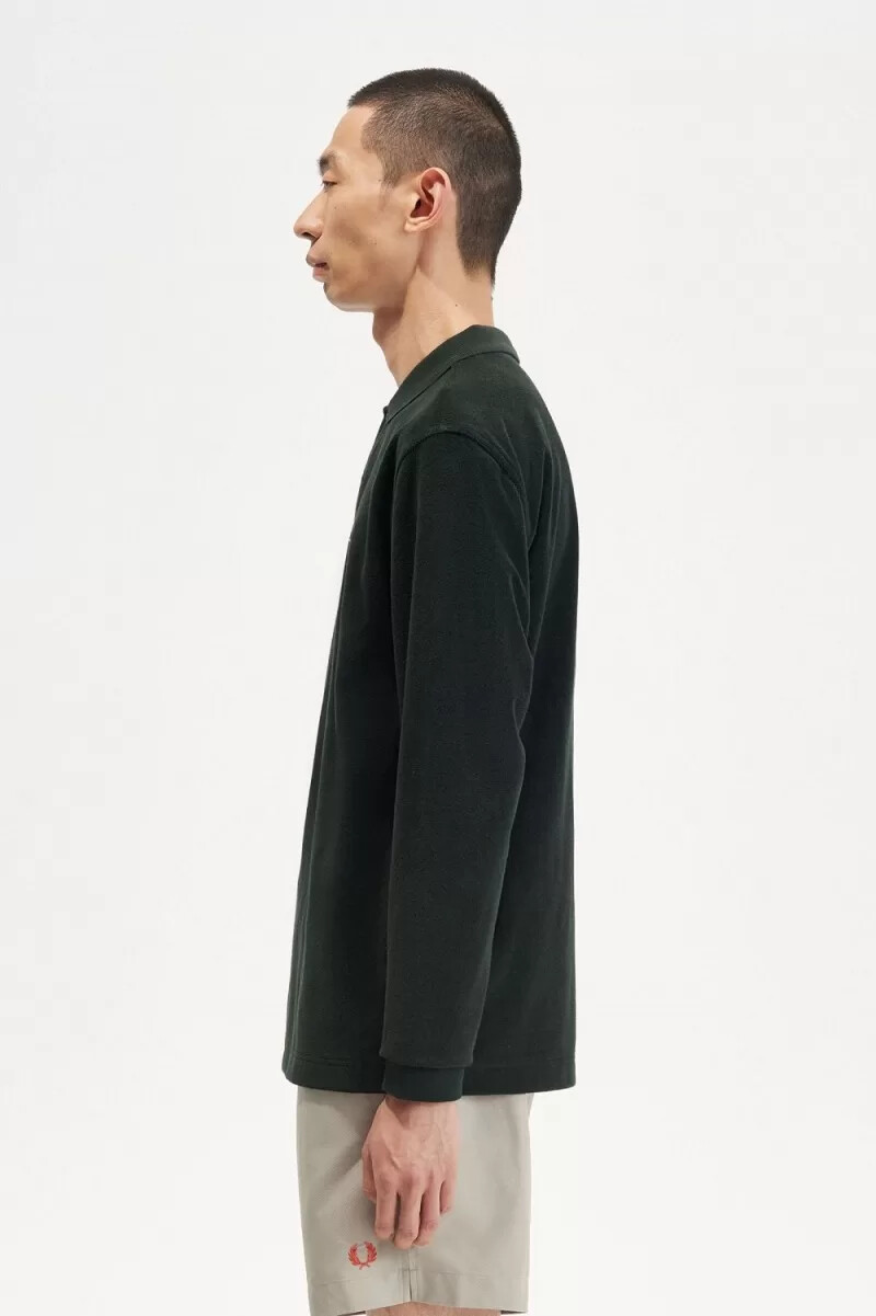 fred perry relaxed towelling mens polo shirt night green
