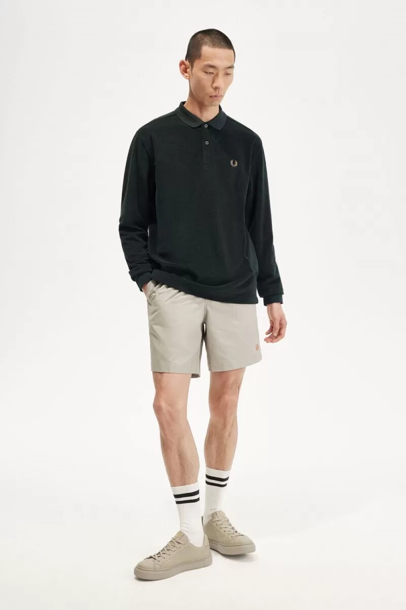 fred perry relaxed towelling mens polo shirt night green