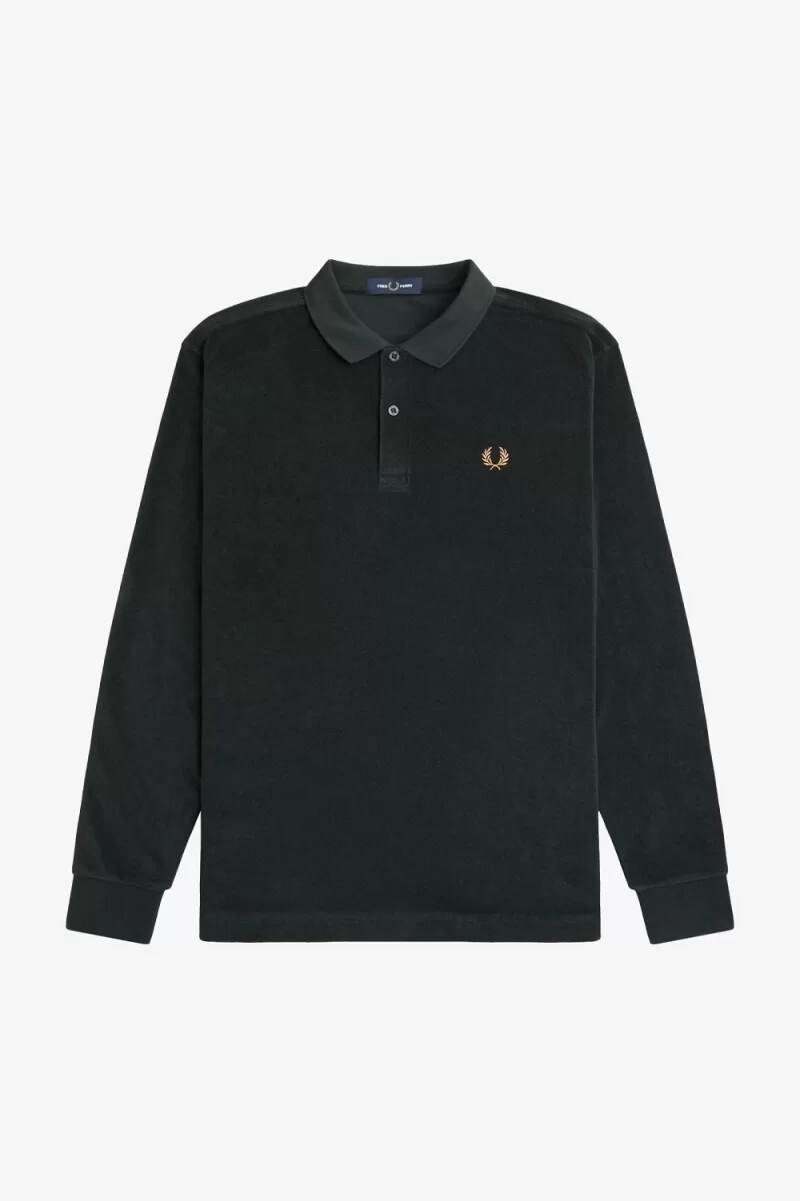 fred perry relaxed towelling mens polo shirt night green