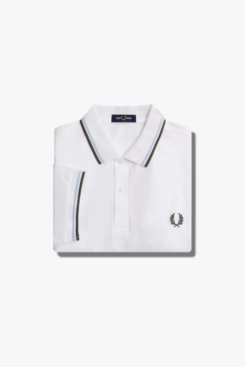 fred perry m3600 mens shirt white light aqua field green