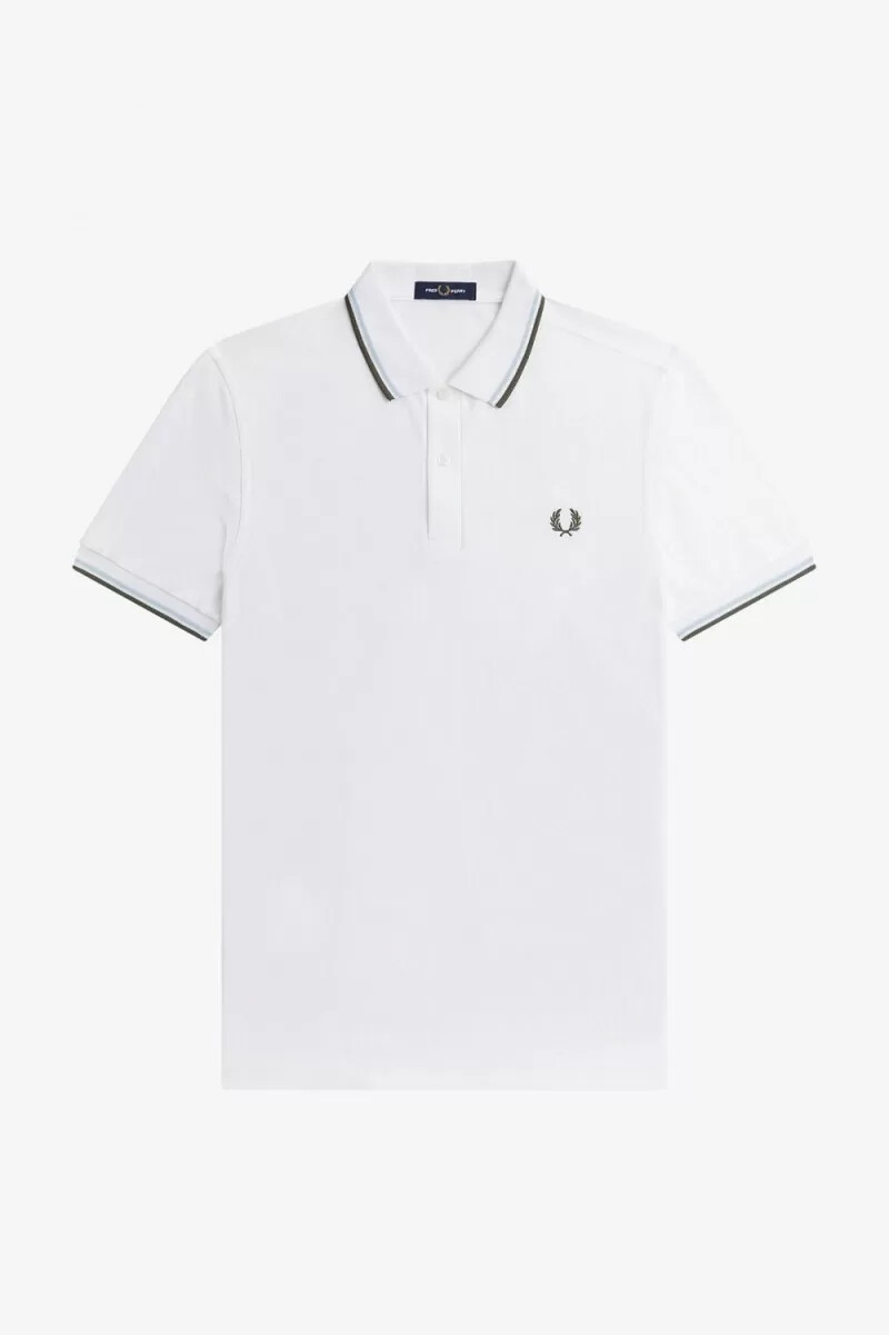 fred perry m3600 mens shirt white light aqua field green