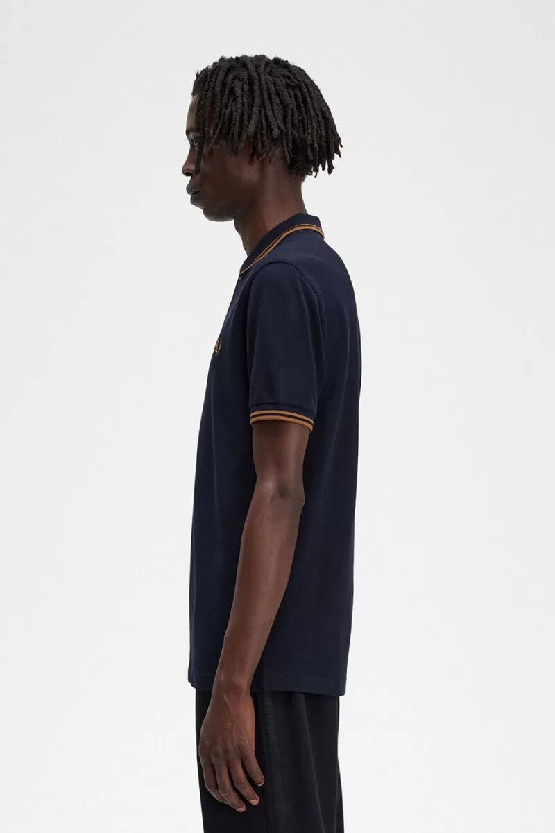 fred perry m3600 mens shirt navy dark coffee