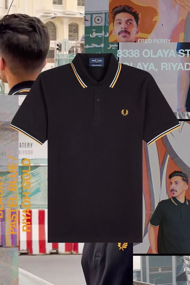 fred perry m12 mens shirt black pastel blue riyadh gold