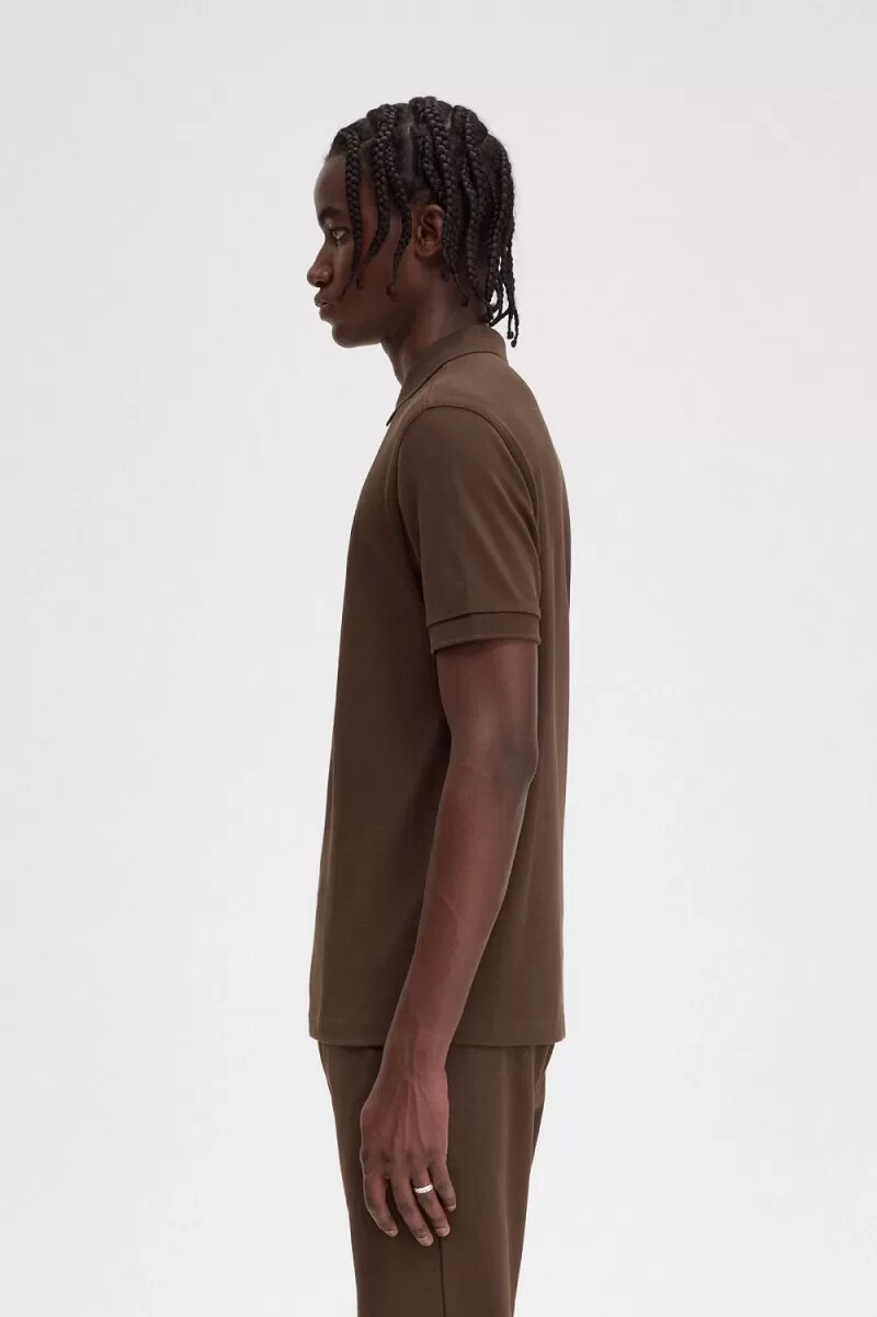 fred perry m6000 mens shirt burnt tobacco black