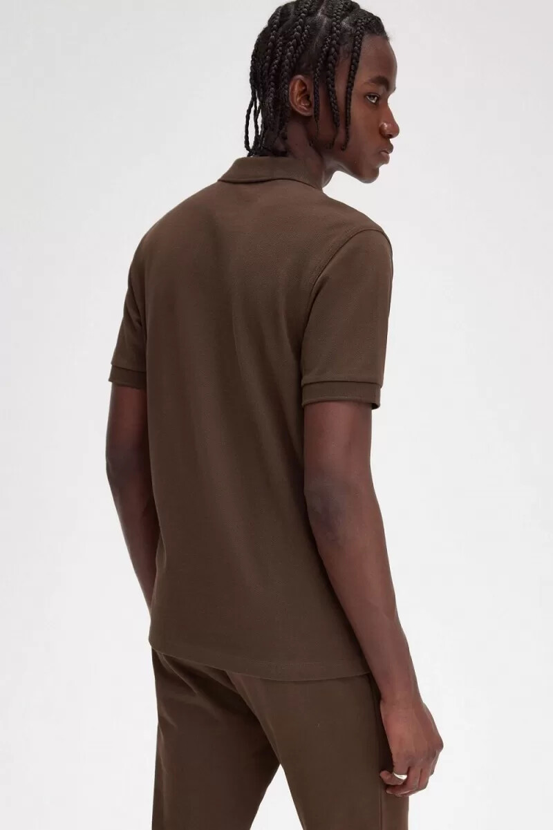 fred perry m6000 mens shirt burnt tobacco black