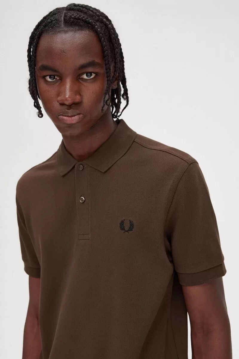 fred perry m6000 mens shirt burnt tobacco black