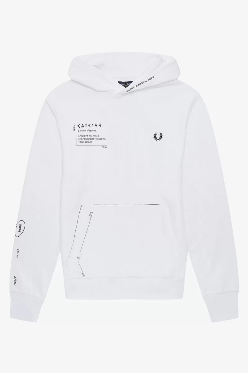 fred perry printed hooded sweat mens shirt white