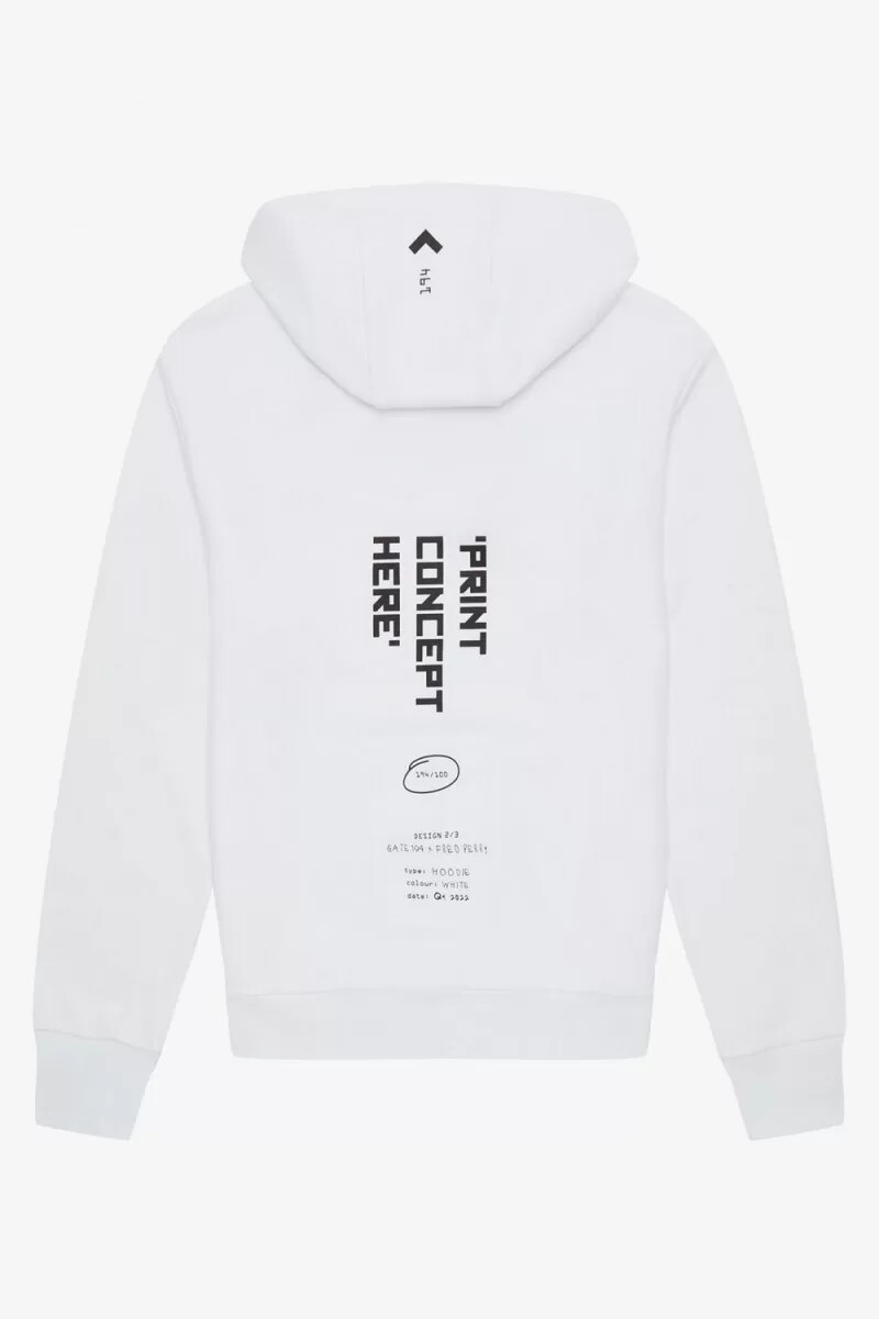 fred perry printed hooded sweat mens shirt white