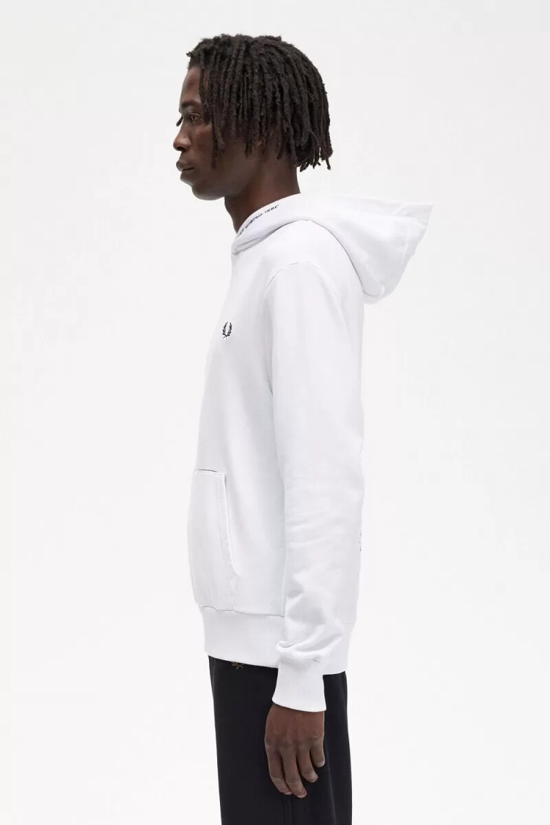 fred perry printed hooded sweat mens shirt white
