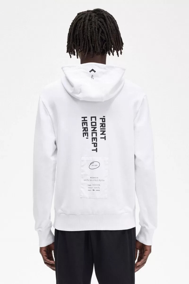 fred perry printed hooded sweat mens shirt white